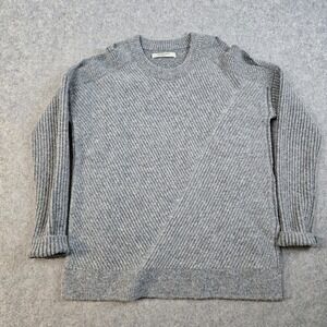 AllSaints‎ Terra Open Shoulder Wool Sweater Womens S Gray Ribbed Knit Oversized